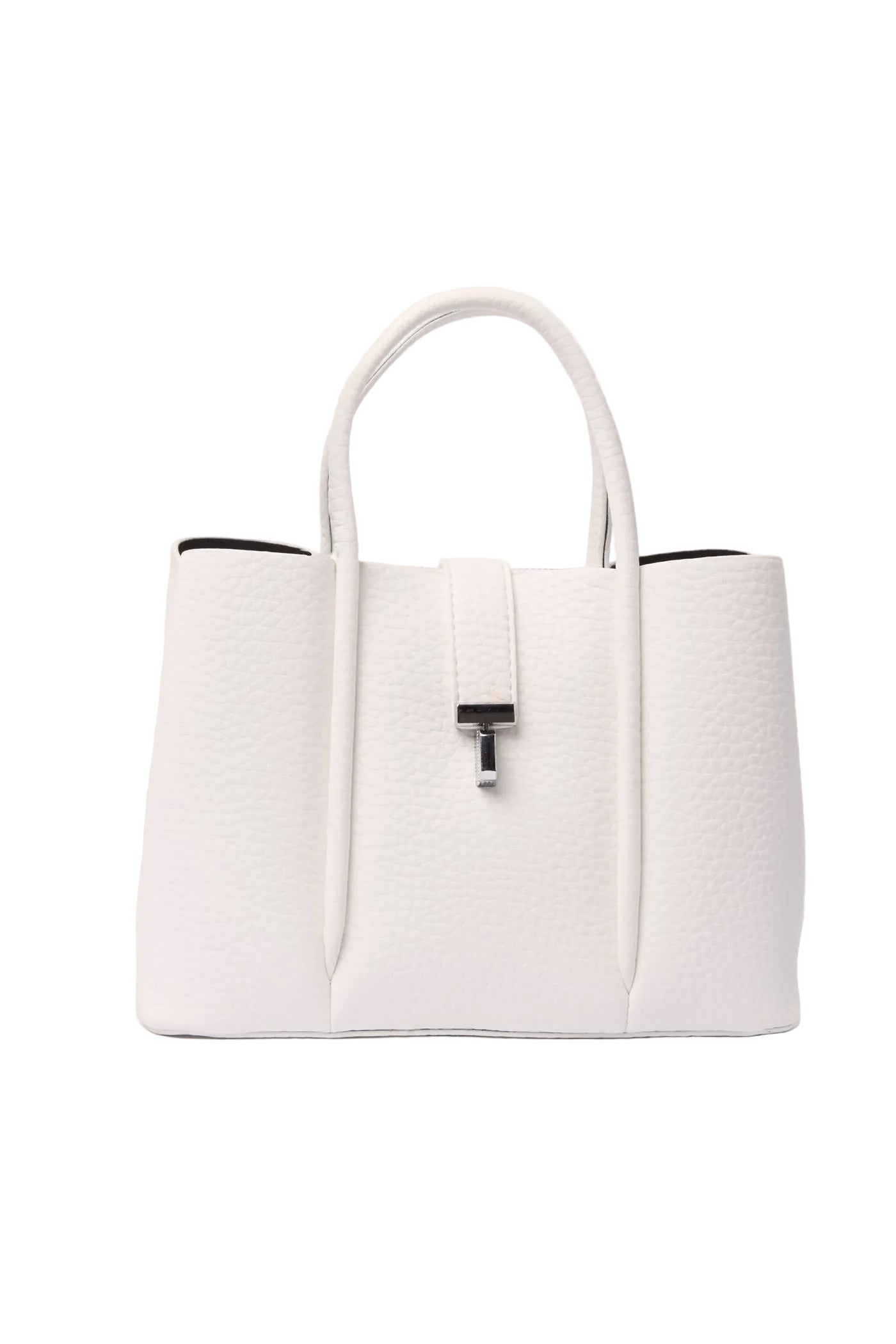 White Polkadot Scarf Faux Leather Handbag