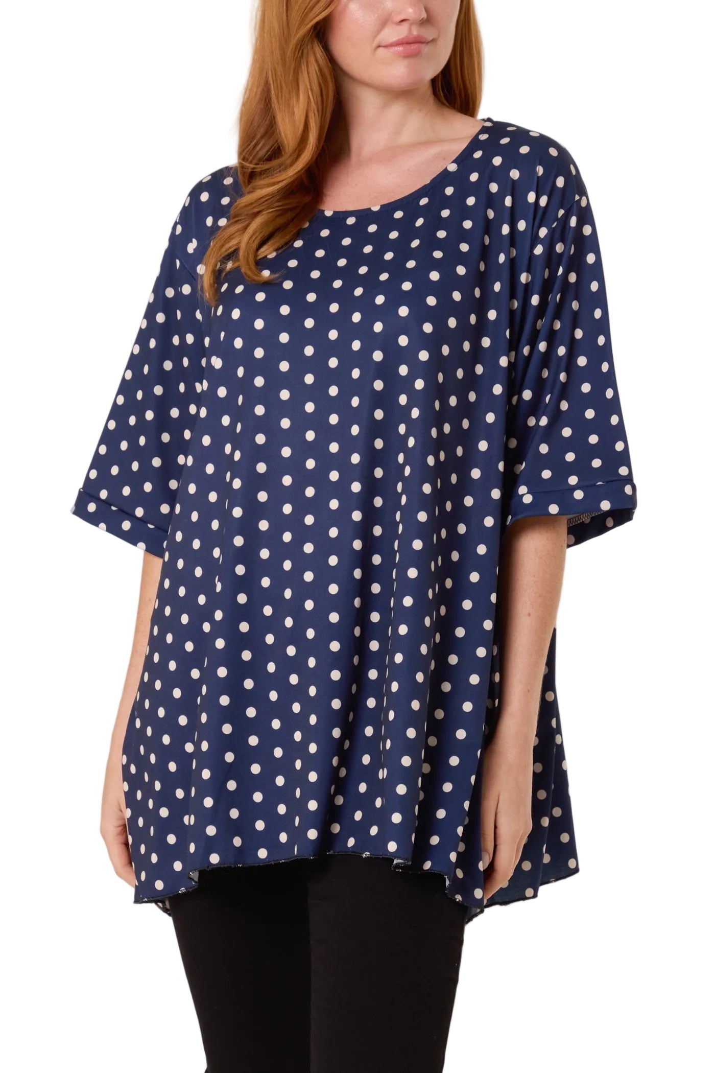Polka Dot Jersey Short Sleeve Top