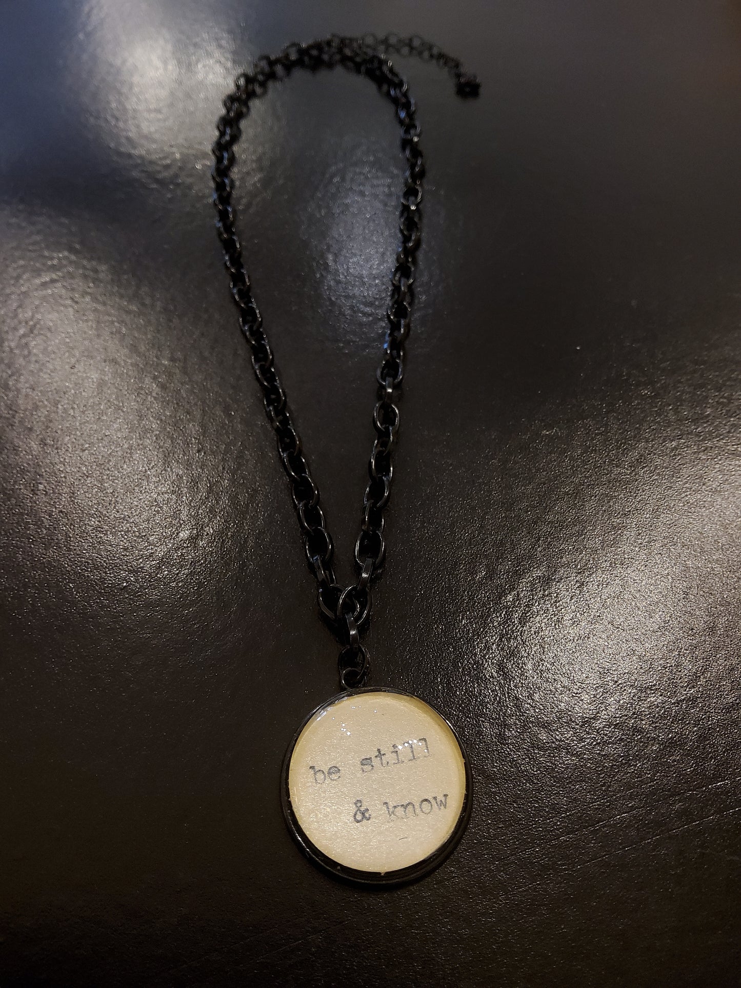 'Be Still and Know' Black Chain Necklace