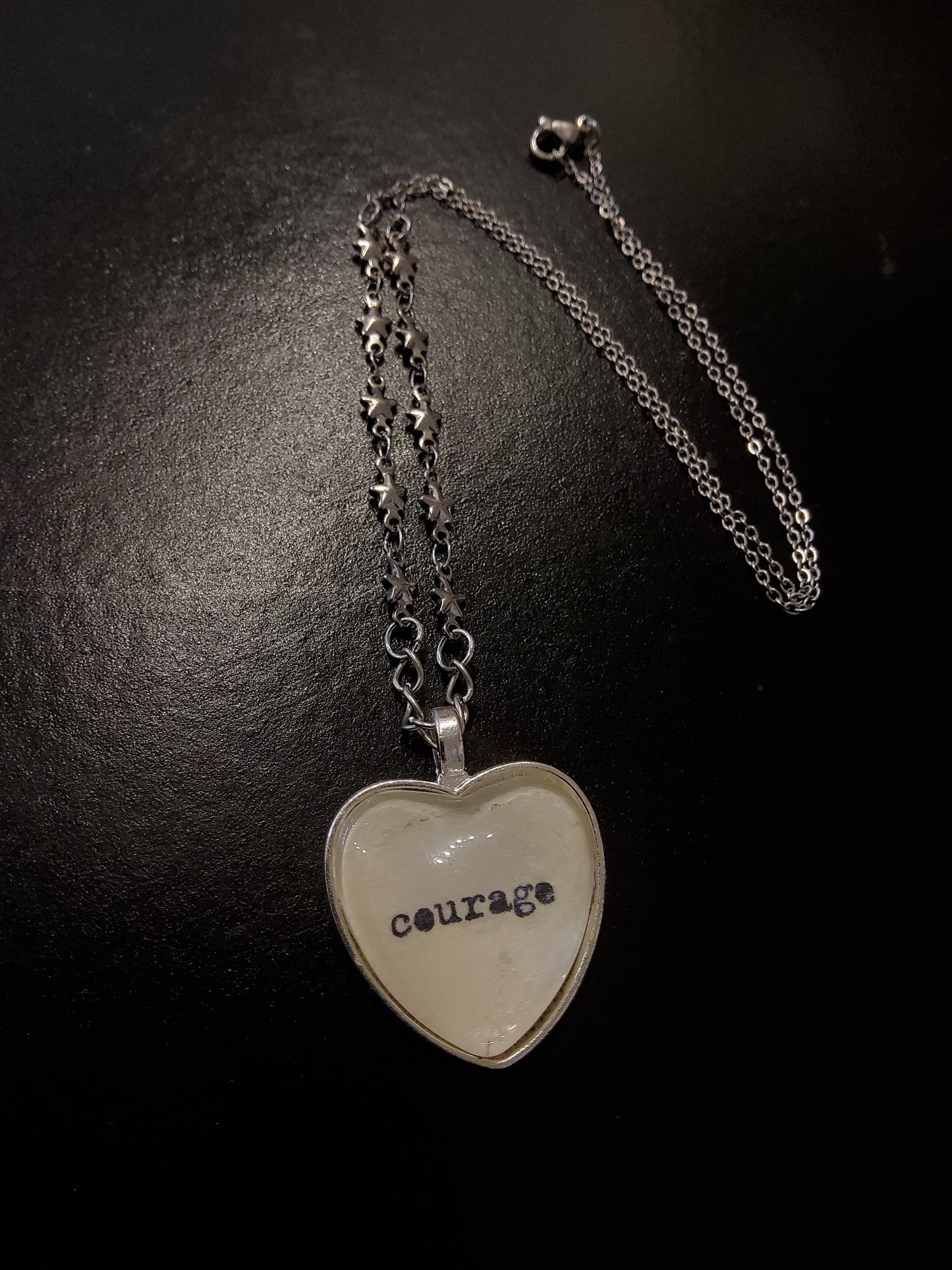 Courage Cream Heart Pendant Necklace with Star Chain