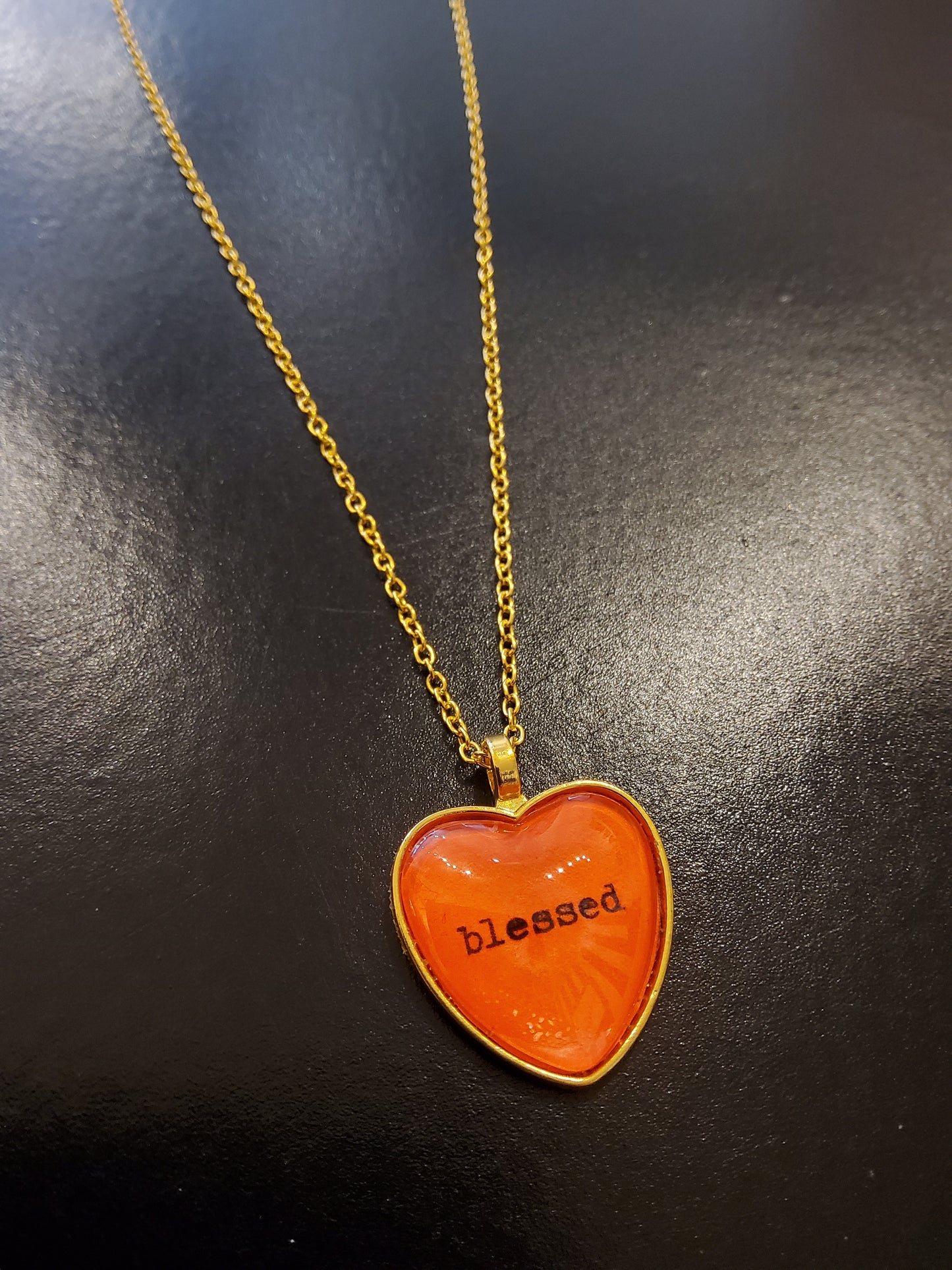Blessed Orange Heart Golden Necklace