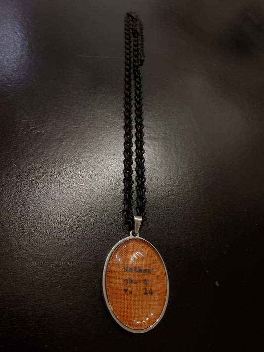 Esther 4:14 Orange Linen Necklace