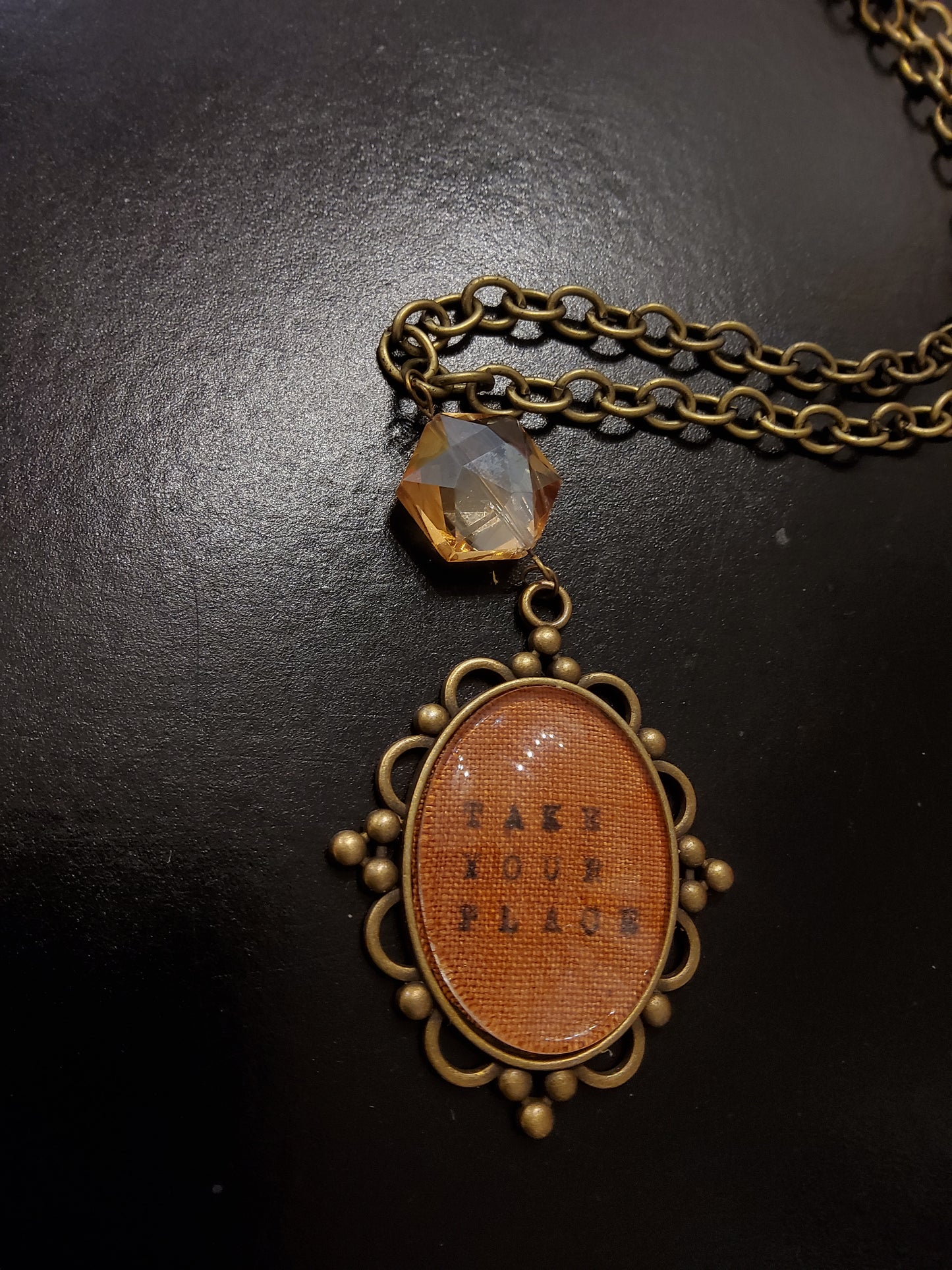 'TAKE YOUR PLACE' Orange Bead Neckalce