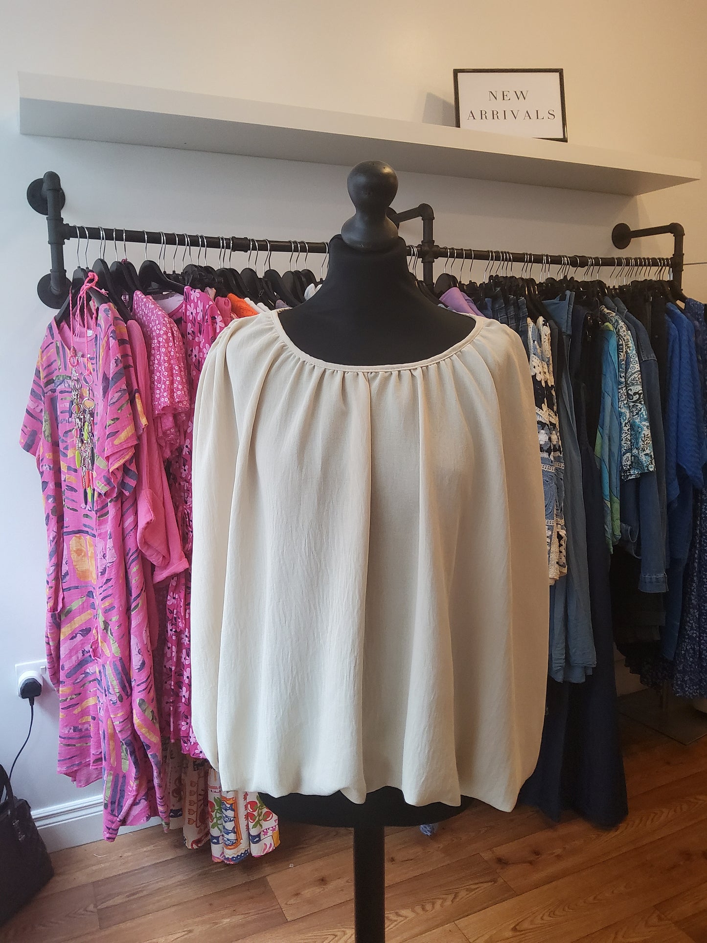 Beige Lightweight Summer Bubble Hem Top