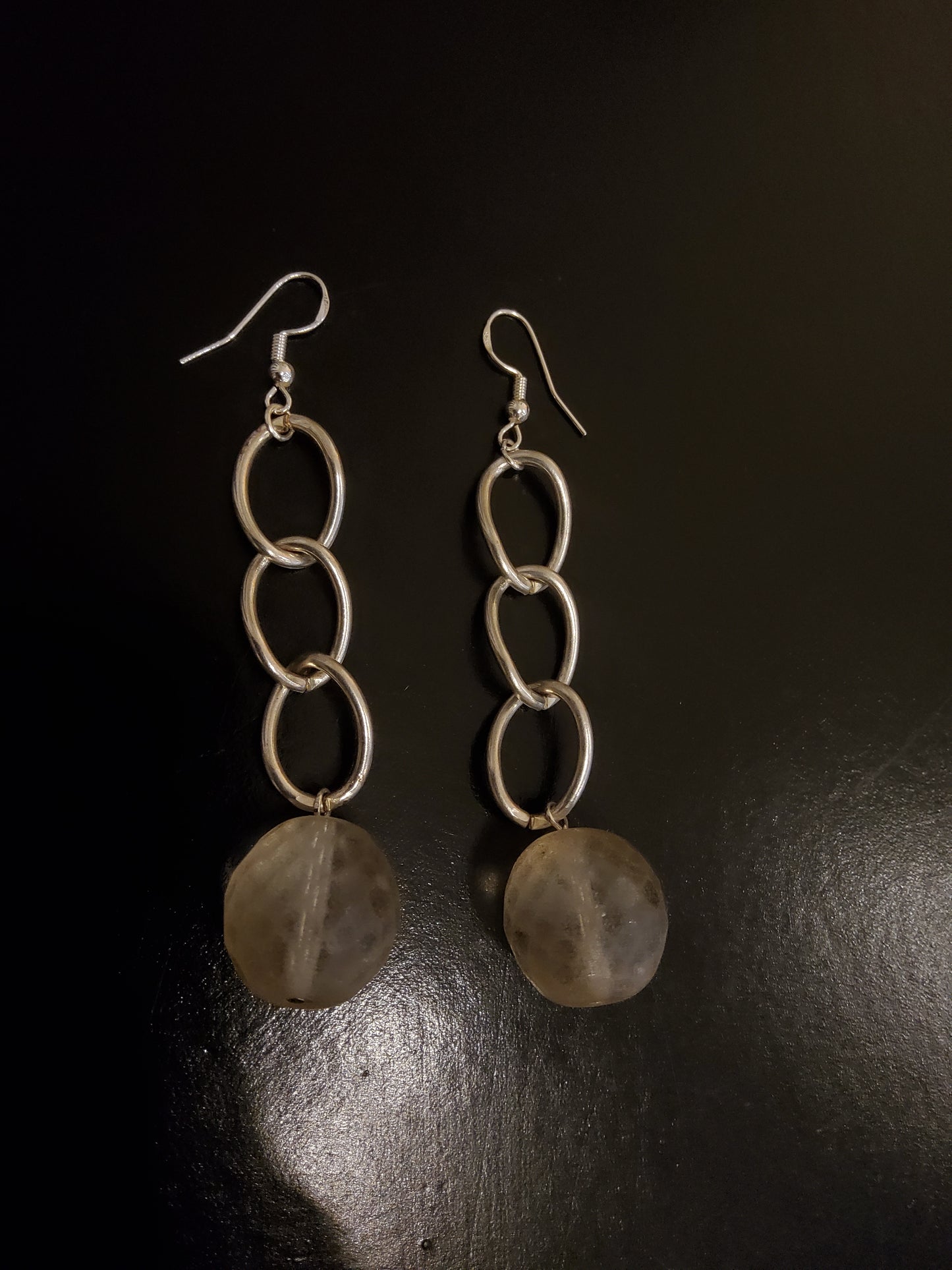 Statement Chain Czech Glass Beaded Earrings