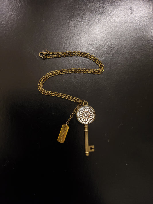 'Blessed' Black and White Key Necklace