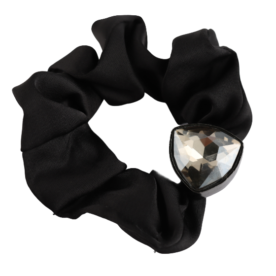 Black Scrunchie with Glass Triangle