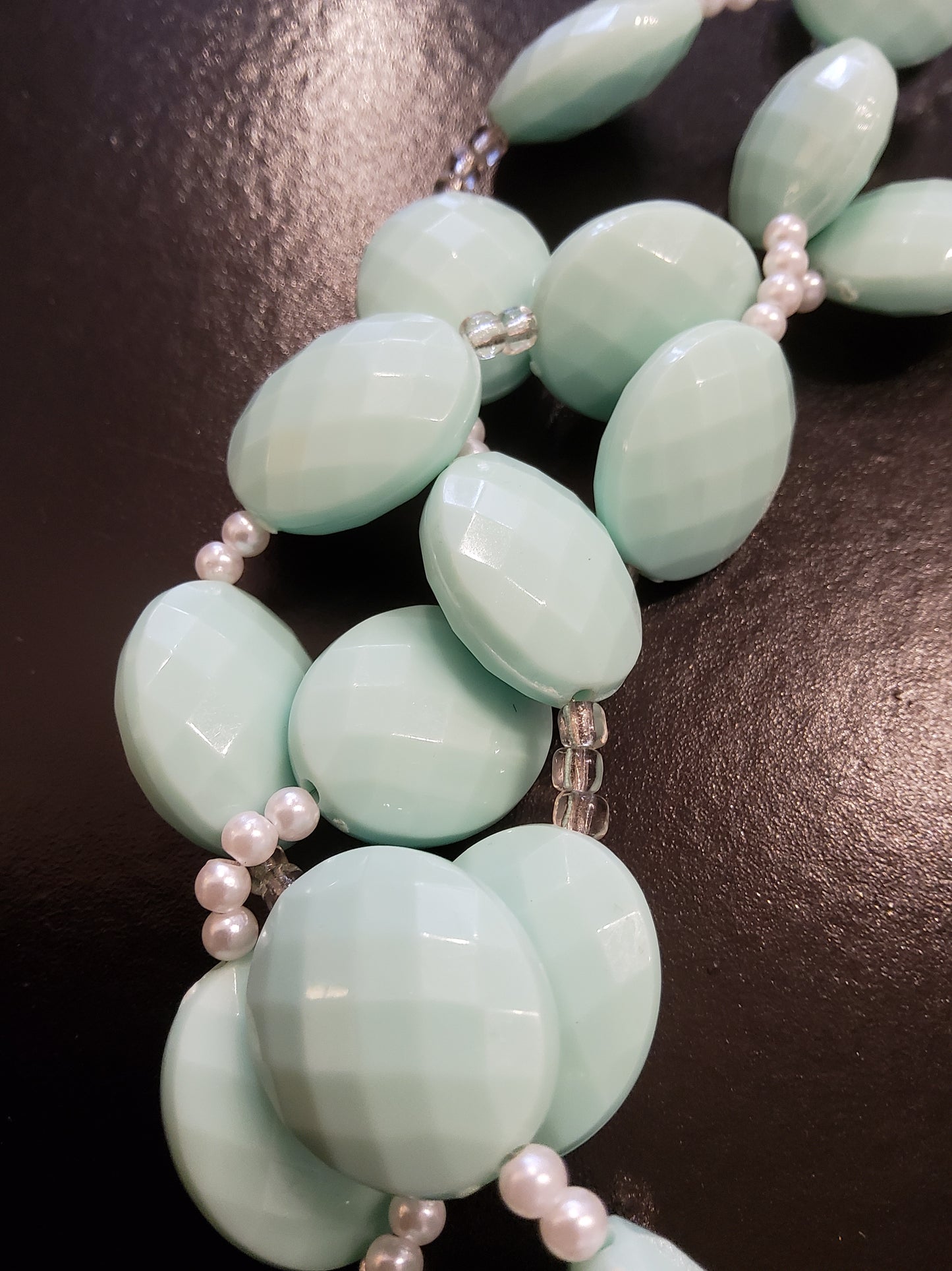 Mint Green Plaited Beaded Necklace