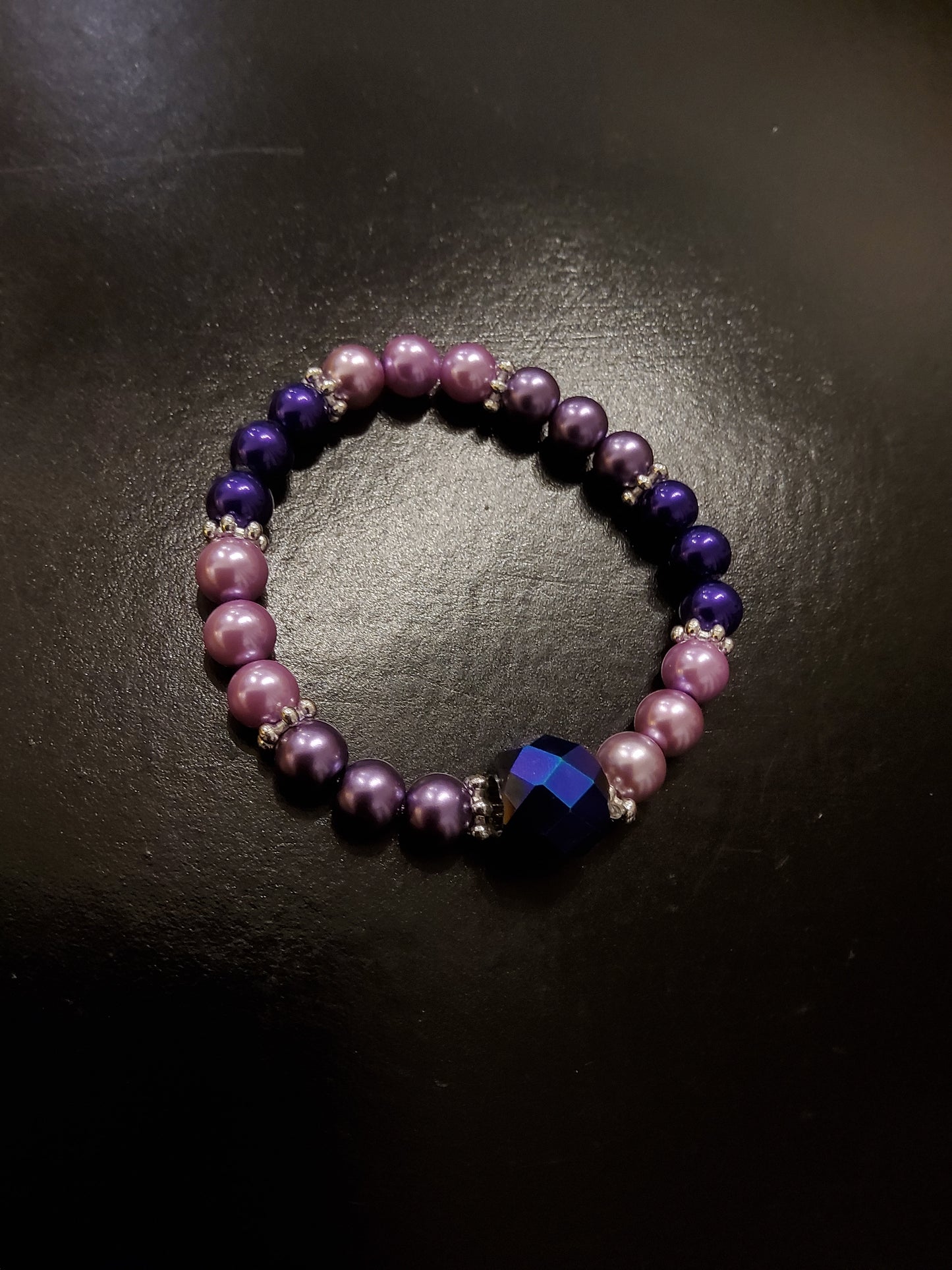 Pink and Purple Pearl Bracelet with Small Crystal