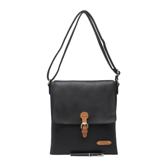 Black Single Buckle Crossbody Bag