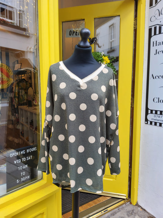 Polka Dot Lurex Fine Knit Jumper