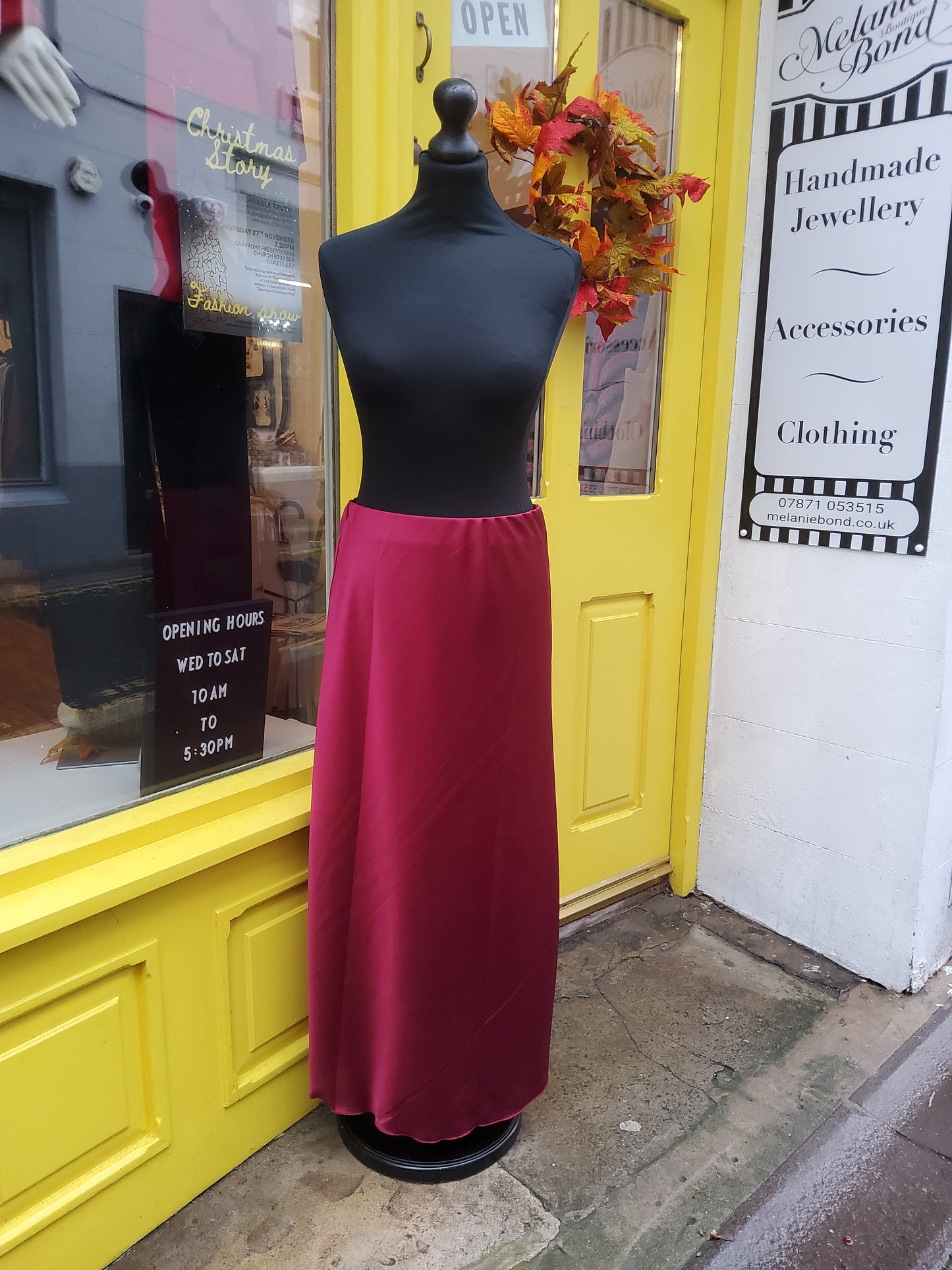 Burgundy Satin Skirt