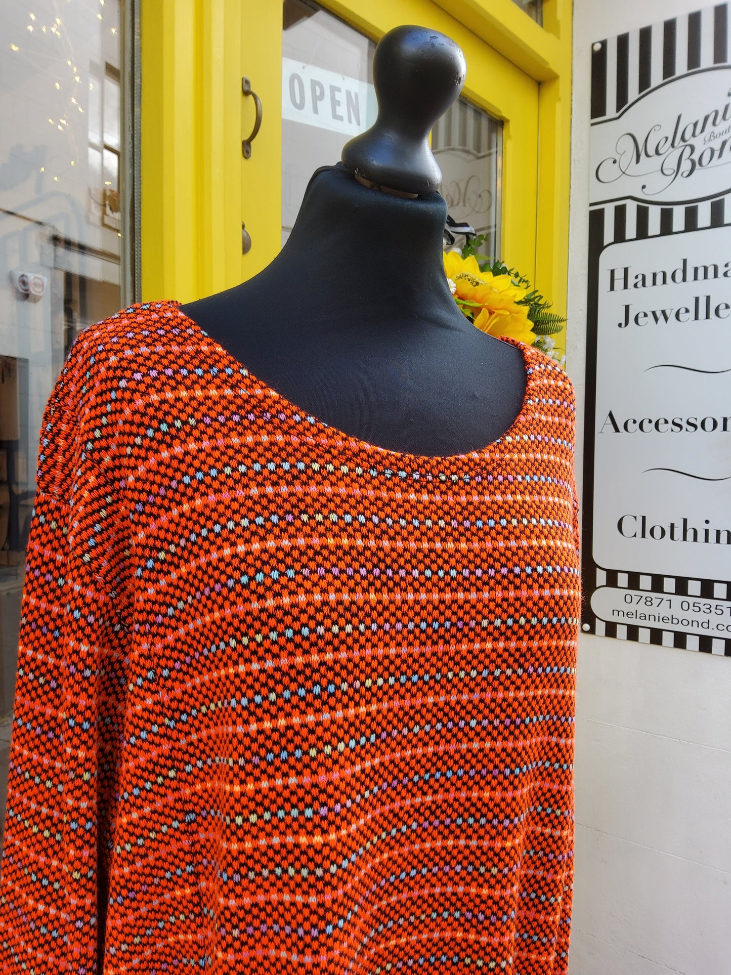 Orange Spotted Stripe Tunic with Pockets