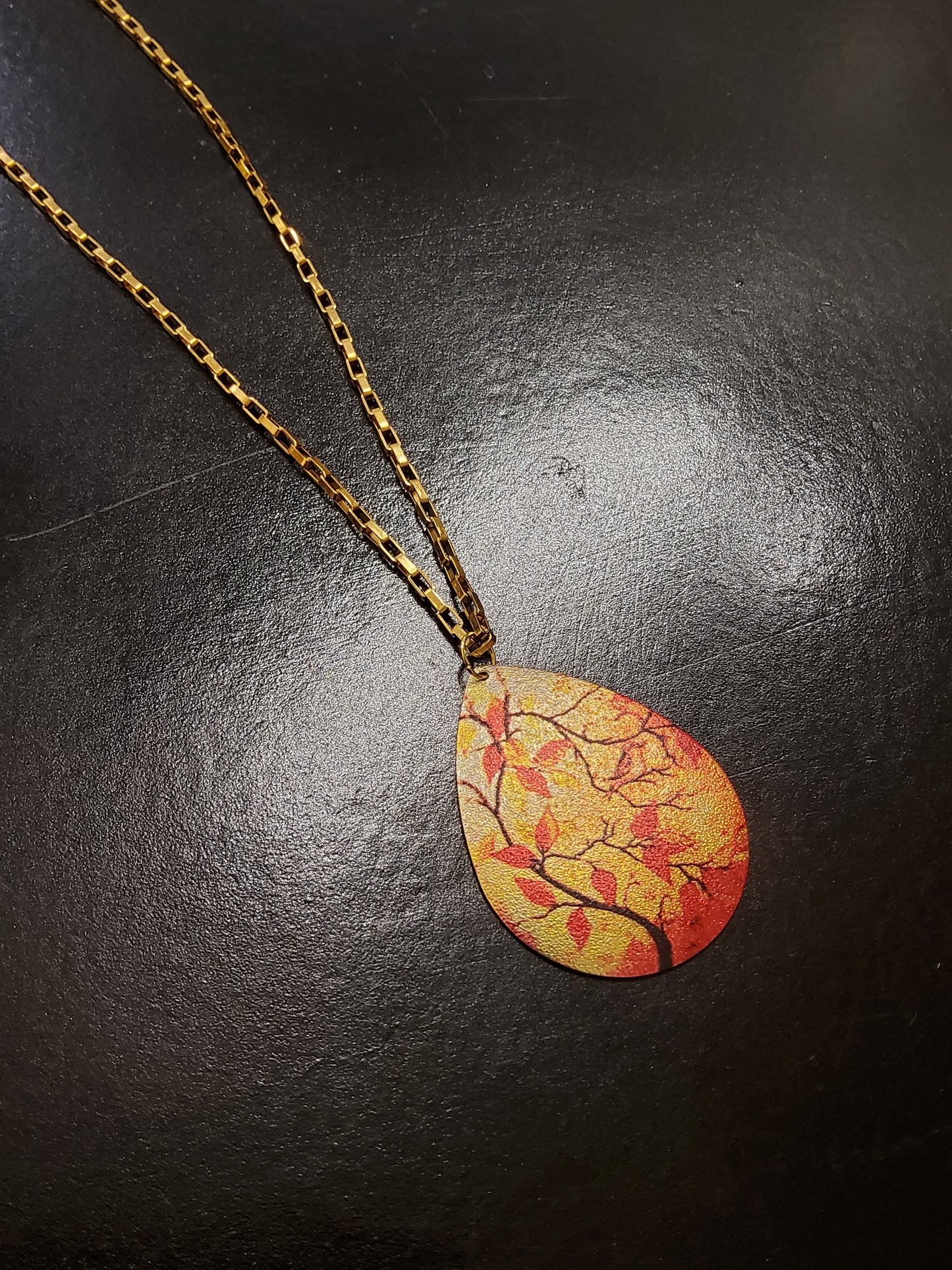 Red Leaf Gold Necklace