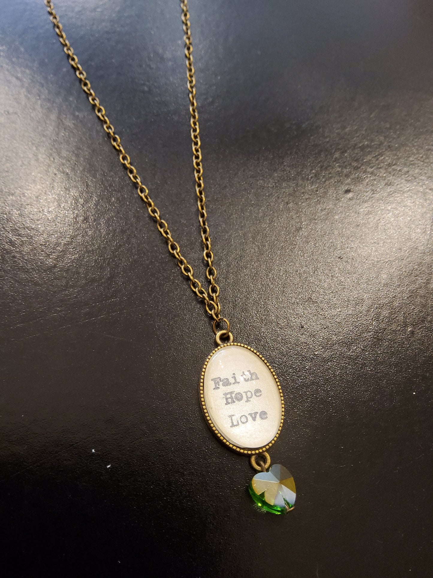 'Faith, Hope, Love' Bronze Necklace