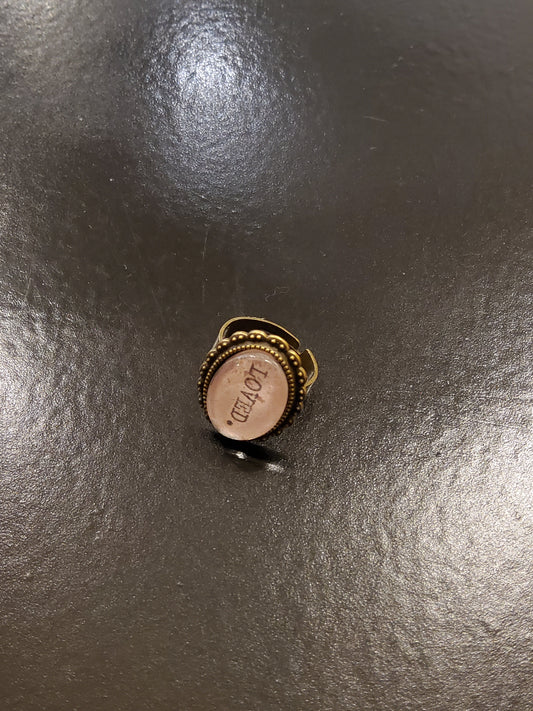 'Loved' Small Circular Ring