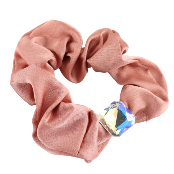 Pink Scrunchie with Square Gem