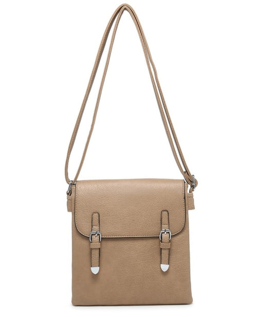 Brown Dual Buckle Crossbody Bag