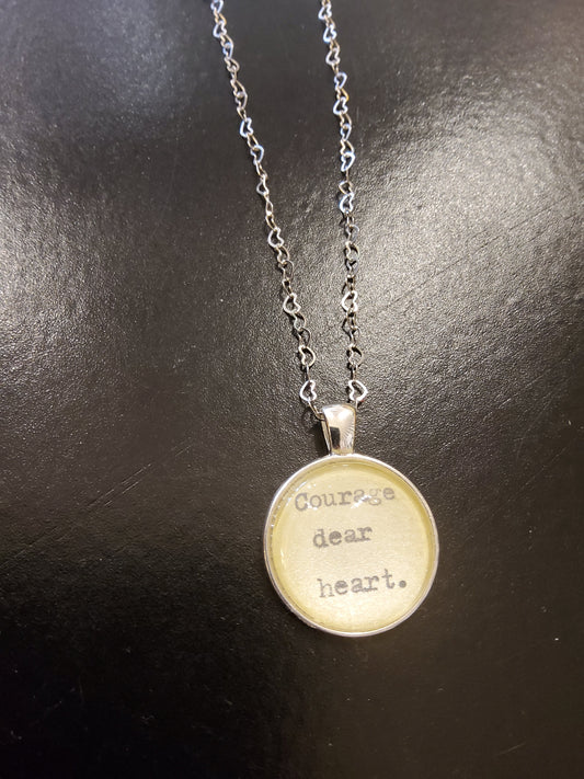 Courage Dear Heart Cream Pendant Necklace