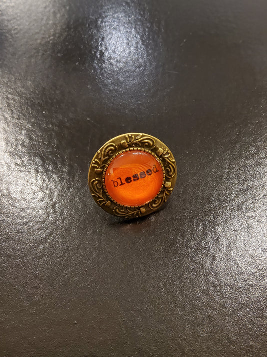 'Blessed' Burnt Orange Ring