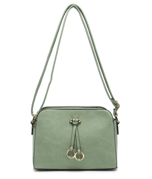 Gold Hoop Detail Khaki Crossbody Bag