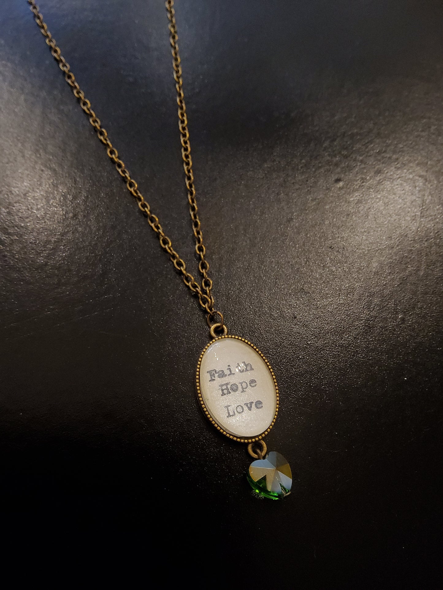 'Faith, Hope, Love' Bronze Necklace