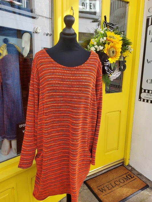 Orange Spotted Stripe Tunic with Pockets