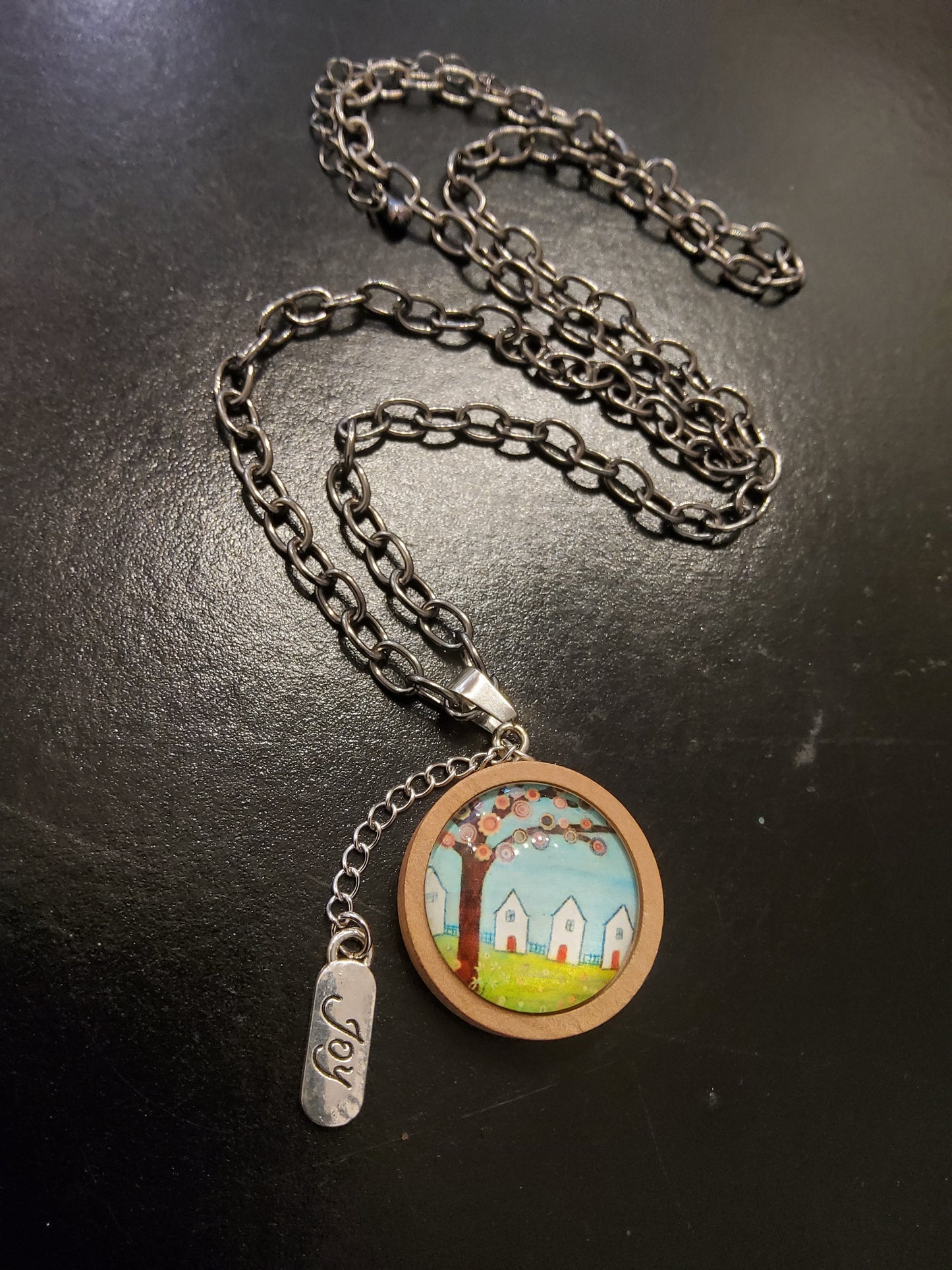 Wooden Pendant Village Necklace