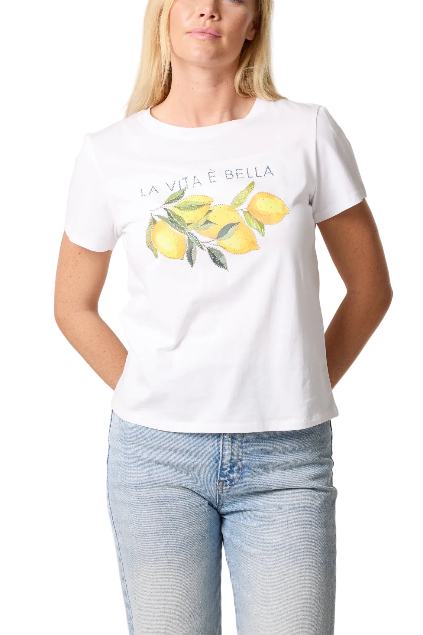 Embellished Lemon Design T-Shirt