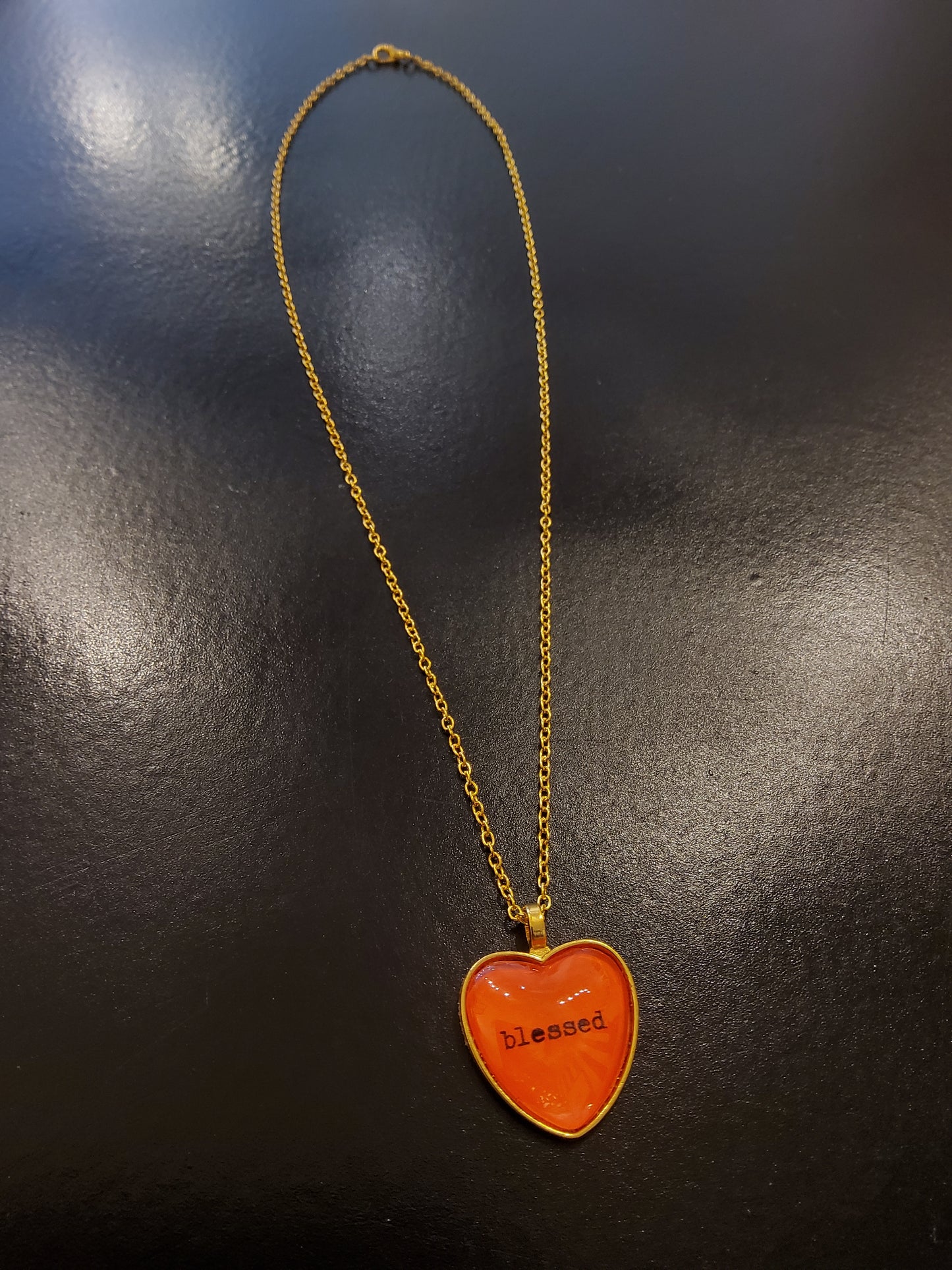 Blessed Orange Heart Golden Necklace