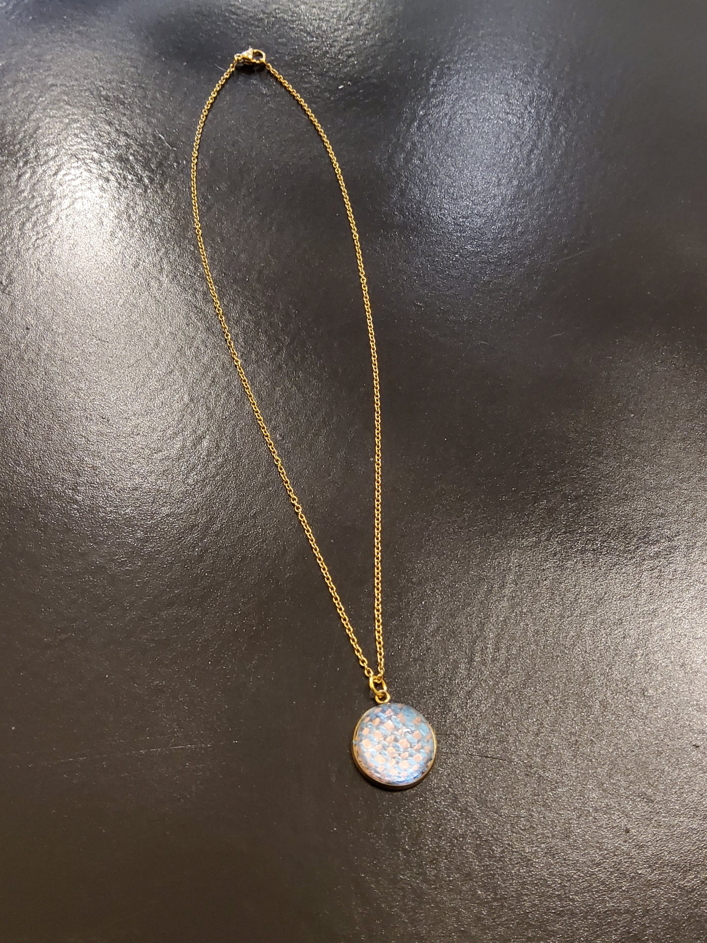 Blue and Pink Irish Linen Necklace