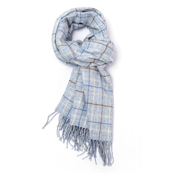 Red Cuckoo Blue Checkered Print Scarf