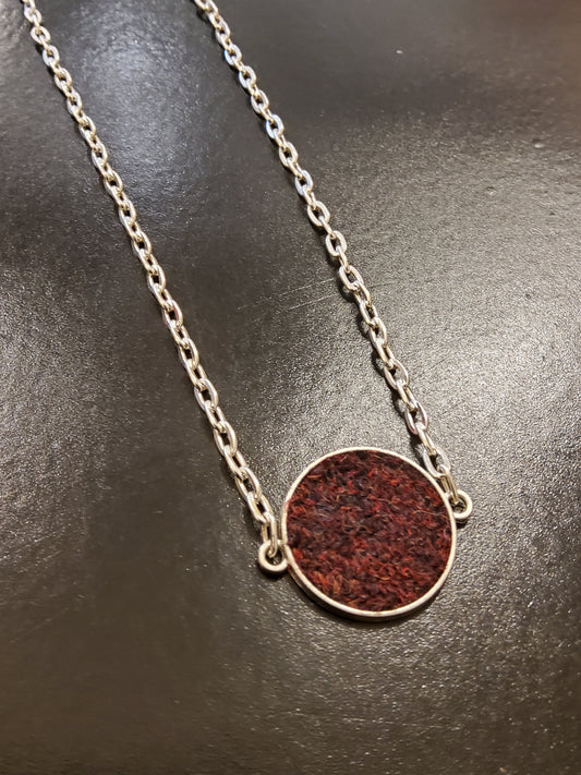 Harris Tweed necklace in burgundy blend