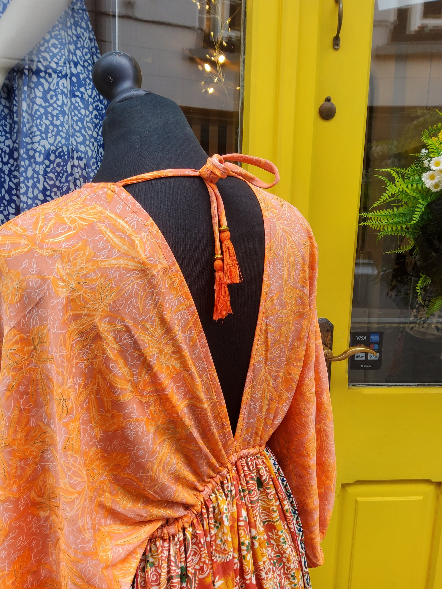 Orange Mixed Print Boho Maxi Dress