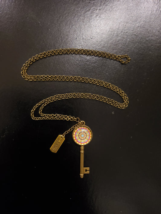 'Blessed' Technicolour Key Necklace