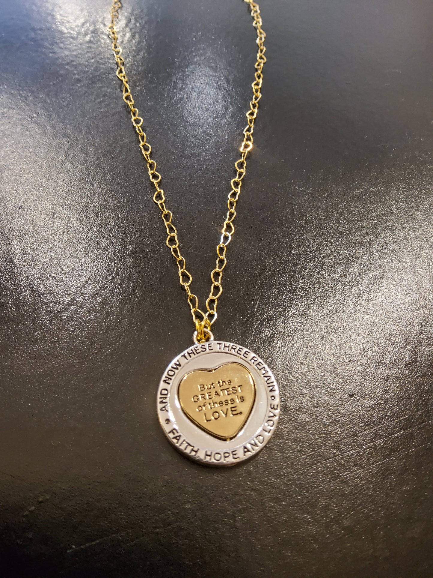 1 Corinthians 13:13 Heart Chain Necklace