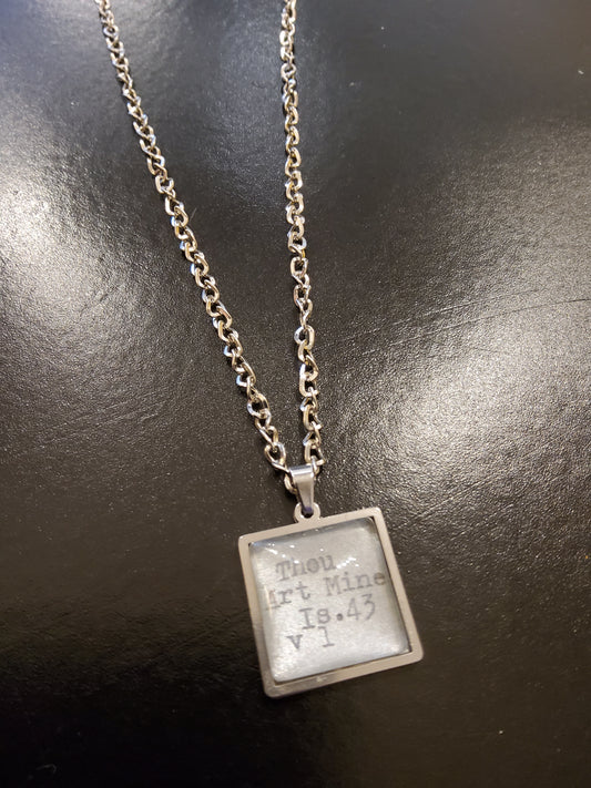 Psalm 27:14 Square Pendant Necklace