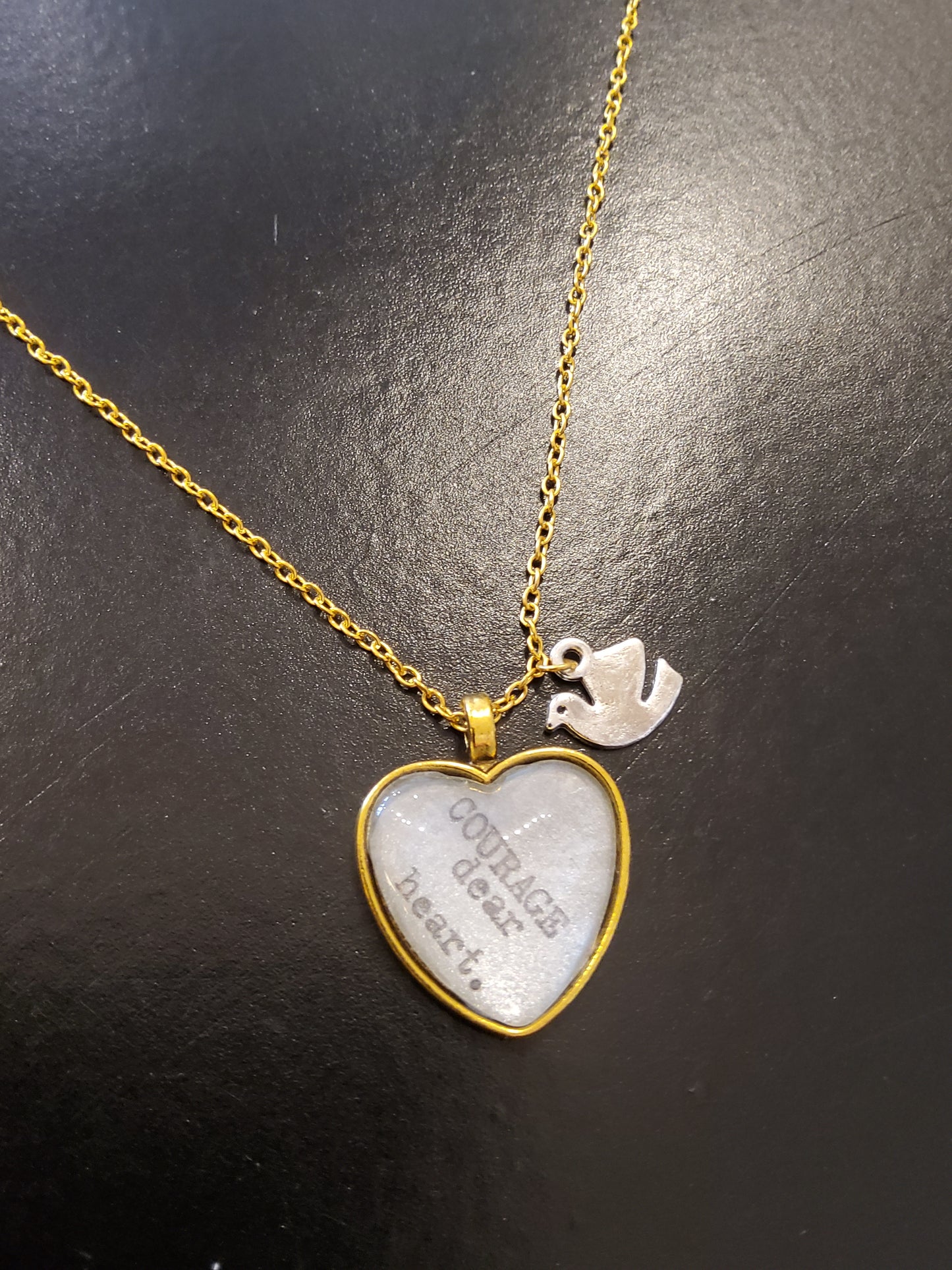 'Courage Dear Heart' Dove Necklace