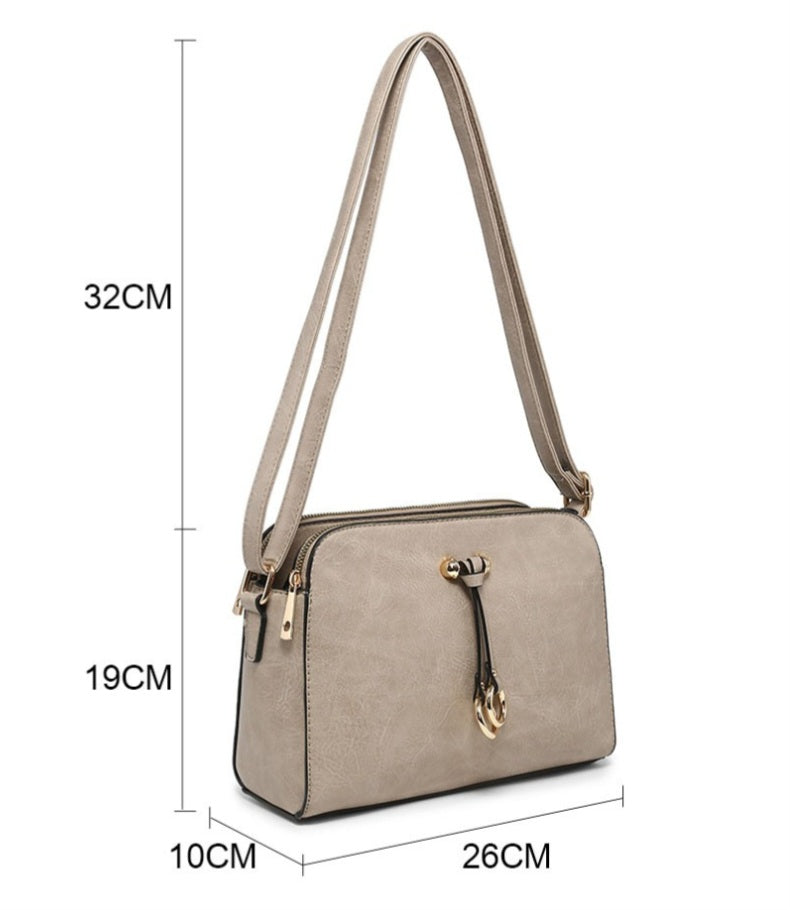 Gold Hoop Detail Khaki Crossbody Bag