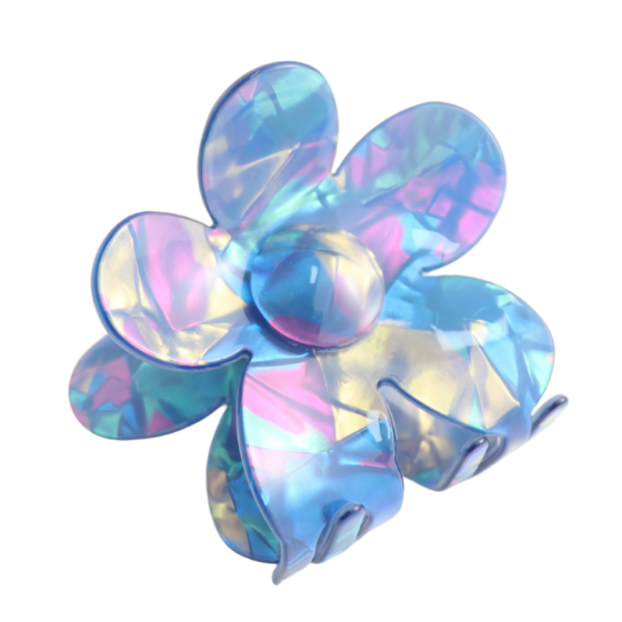 Blue Stained Glass Flower Claw Clip