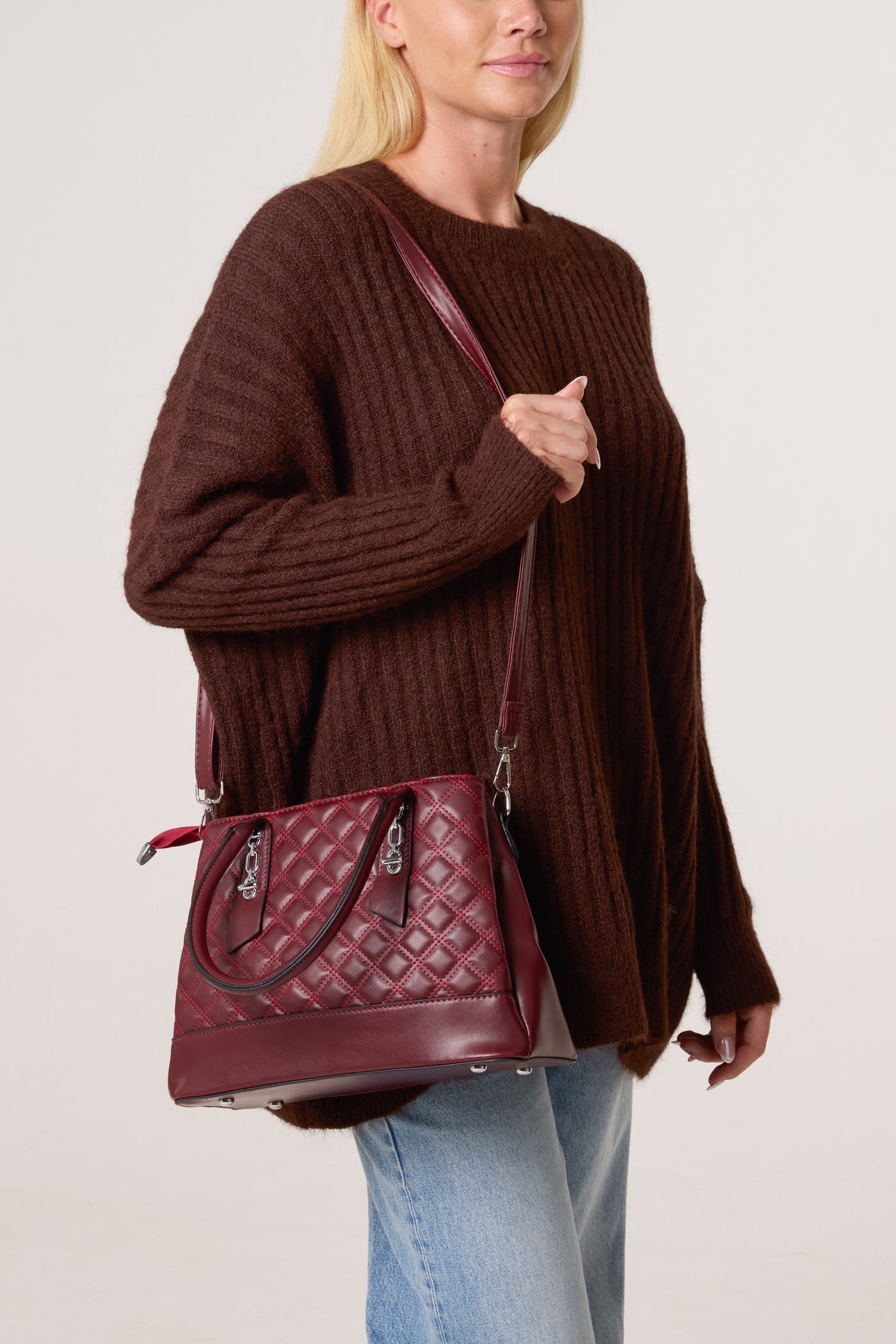 Burgundy Quilted Handbag