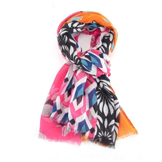 Pink and Orange Abstract Scarf