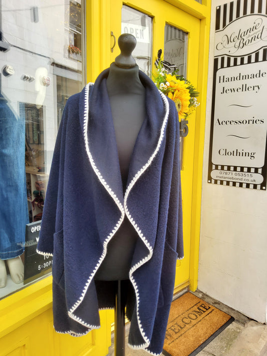 Navy Waterfall Jacket with Hidden Pockets