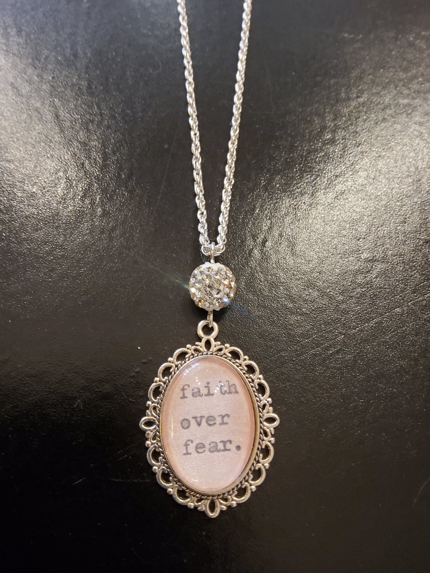 Faith Over Fear Diamanté Necklace