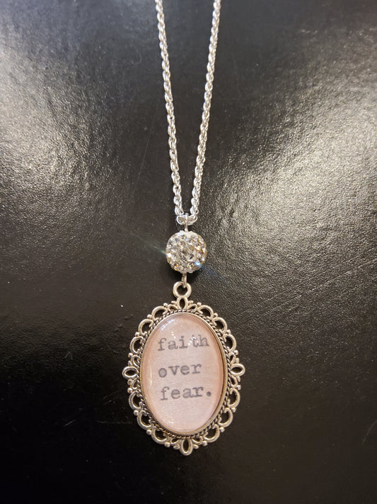 Faith Over Fear Diamanté Necklace