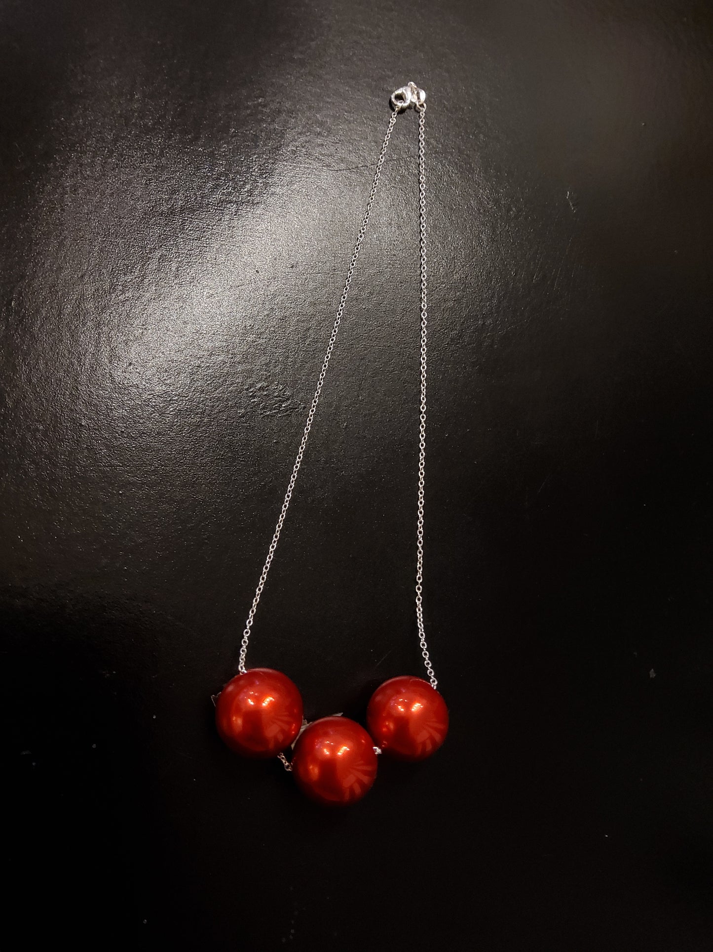 Triple Red Bead Necklace