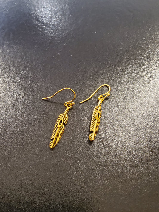 Gold Feather Earrings
