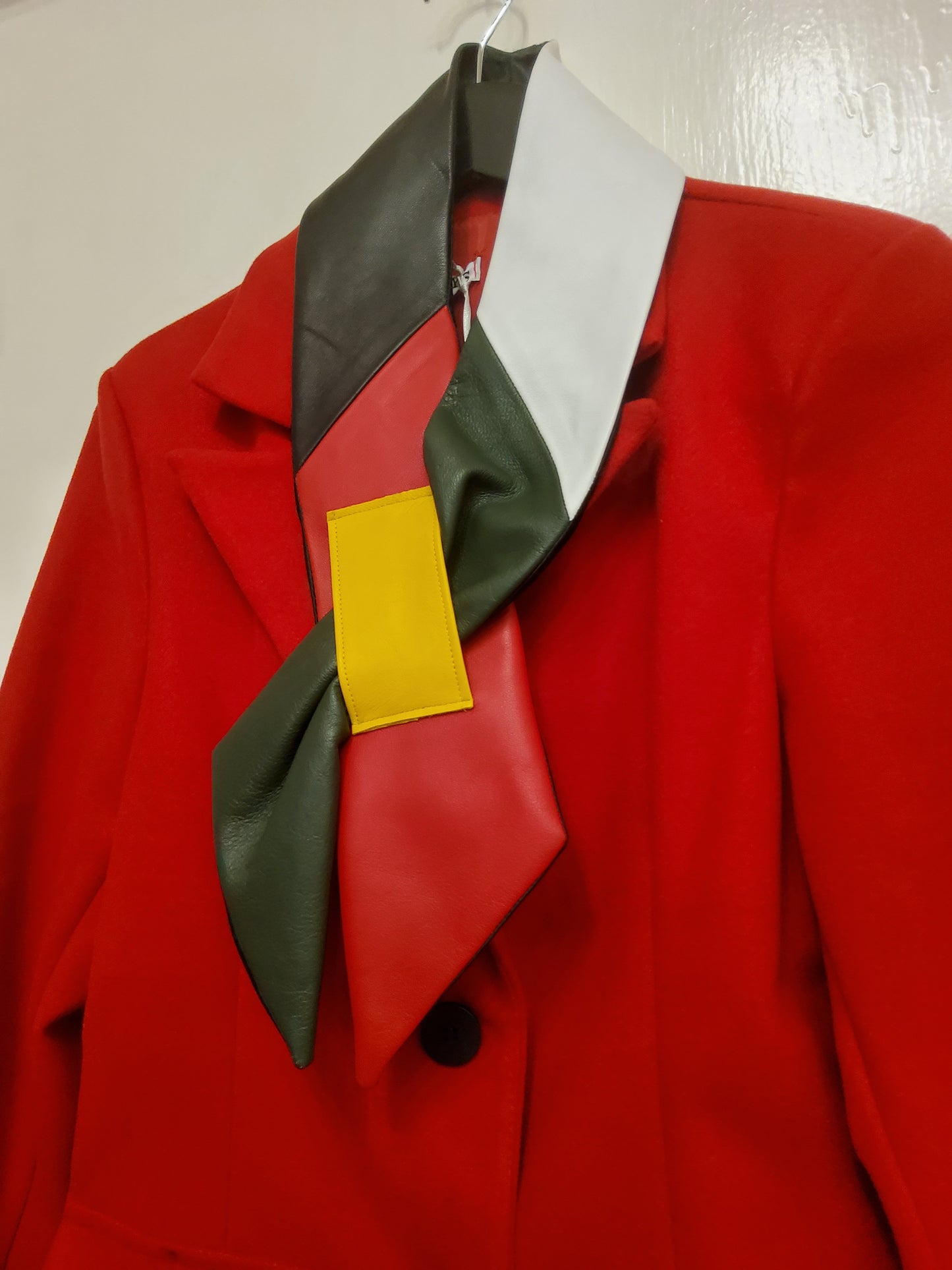 Red, black and yellow lamb's leather neck scarf