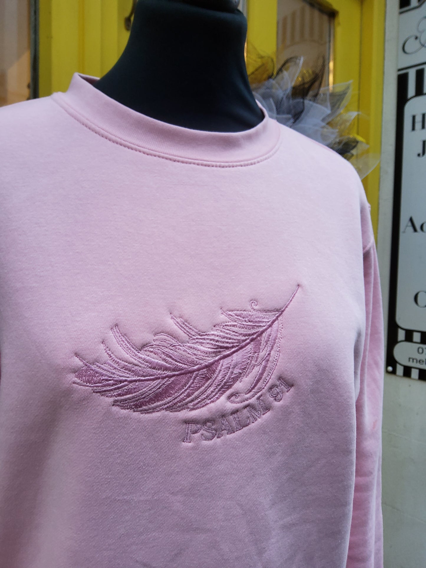 Light Pink Psalm 91 Sweatshirt in Size Small