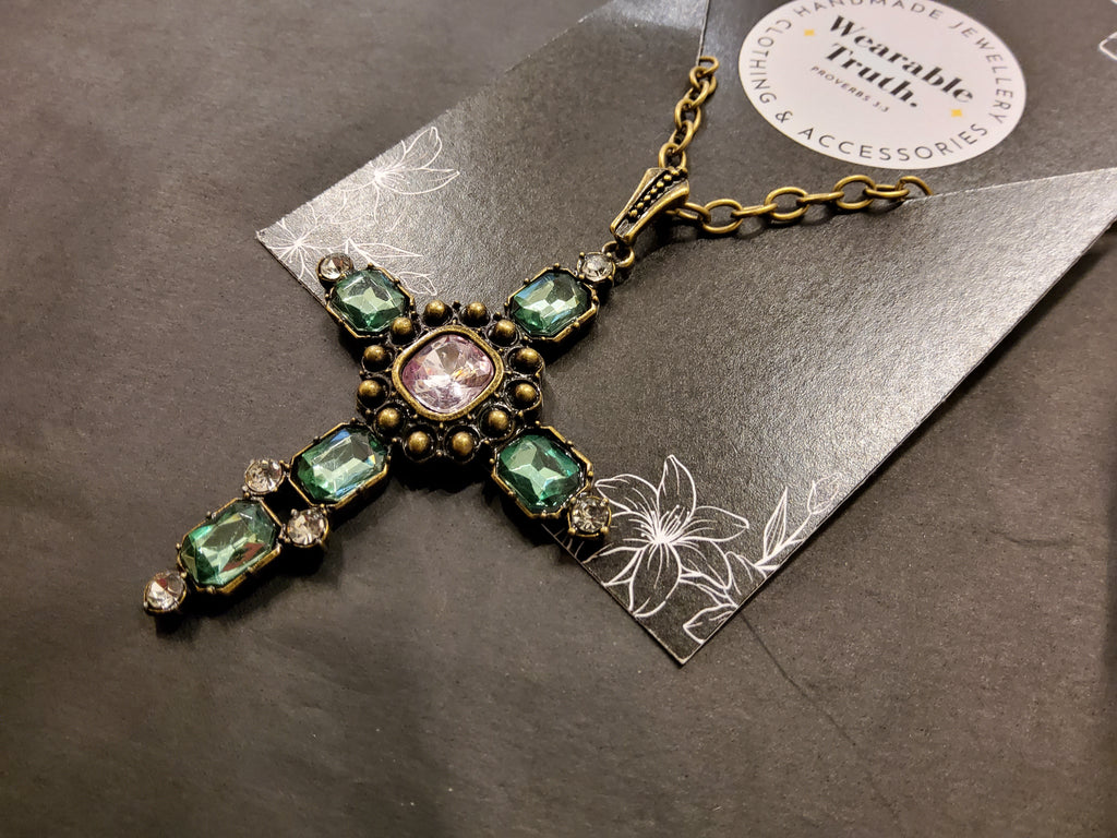 Wearable Truth bejewelled cross necklace